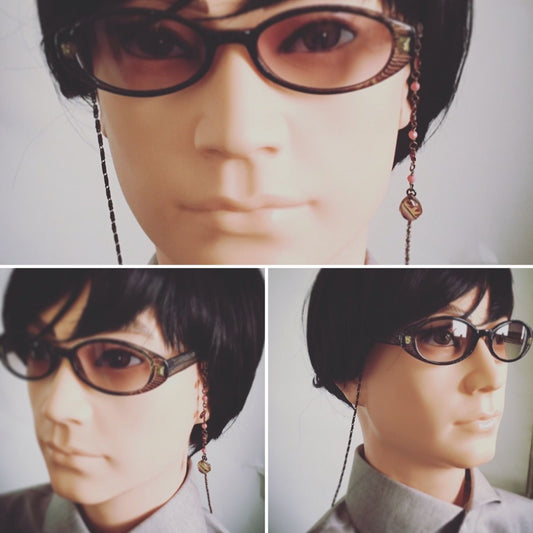 Eyeglass Chain Pink Garnet Rose TAMARUSAN