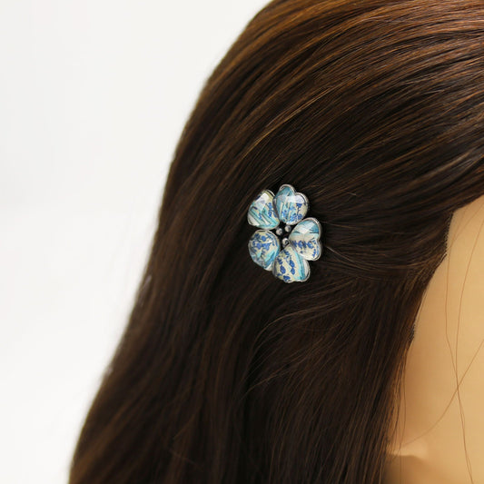 Hair Clip Blue Rose Flower Gift TAMARUSAN