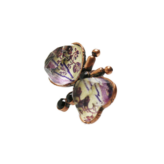 Pin Brooch Pink Butterfly Rose TAMARUSAN