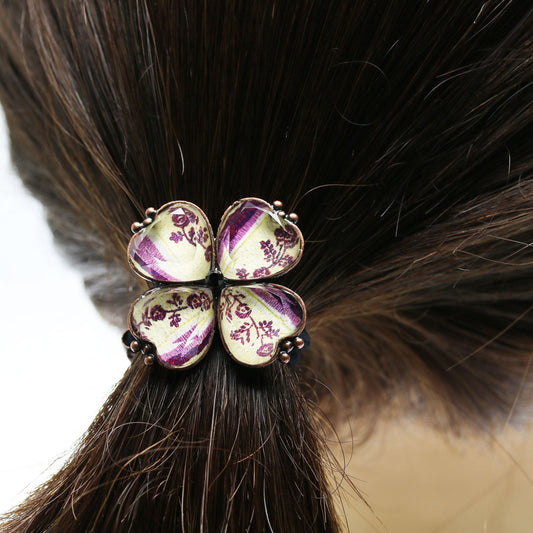 Hair Elastic Flower Pink Clover Rose TAMARUSAN