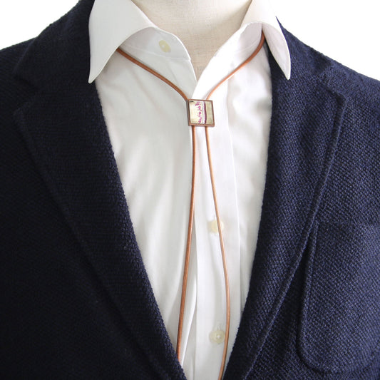 Leather Straps Bolo Tie Rose Tree Pink TAMARUSAN