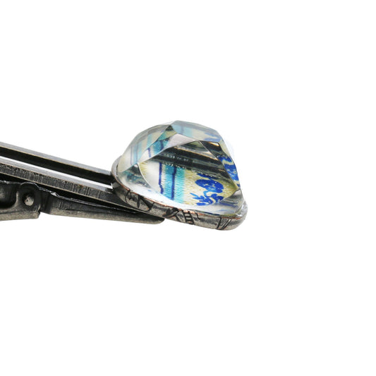 Simple Tie Clip Rose Blue Square TAMARUSAN