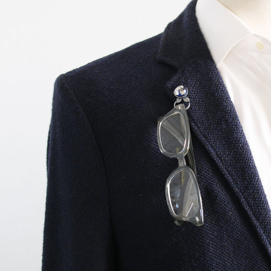 Eyeglass Holder Brooch Blue Unisex TAMARUSAN