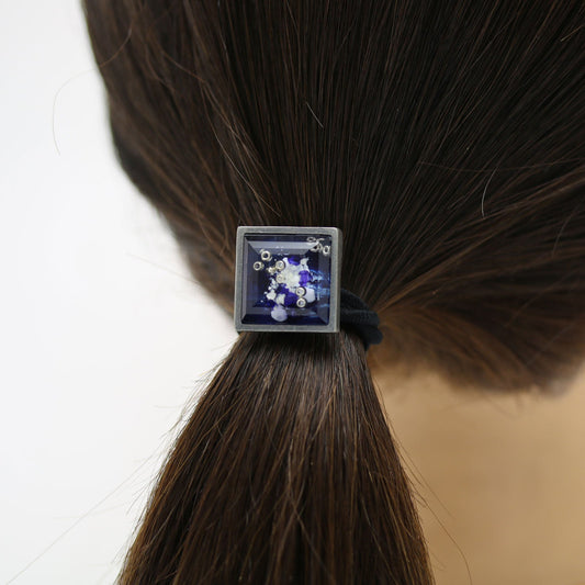Simple Hair Elastic Naby Blue Square TAMARUSAN