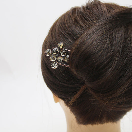 Double Prong Hair Stick Black Brown TAMARUSAN