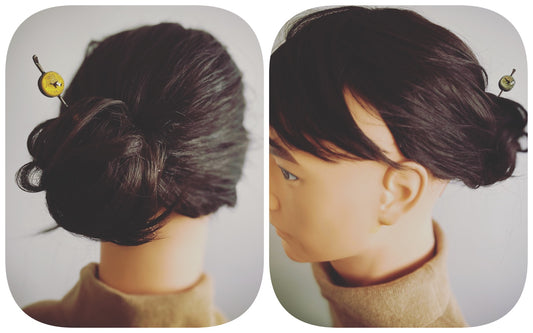 Hair Stick Wood Plane Dinosaur Yellow Grey TAMARUSAN