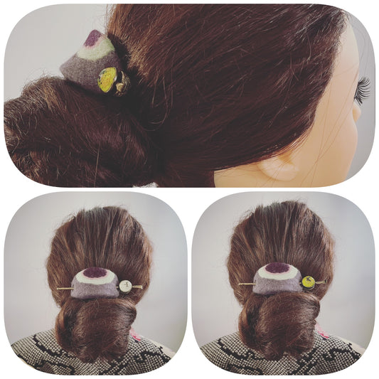 Barrette Wool Butterfly Dragonfly Purple TAMARUSAN