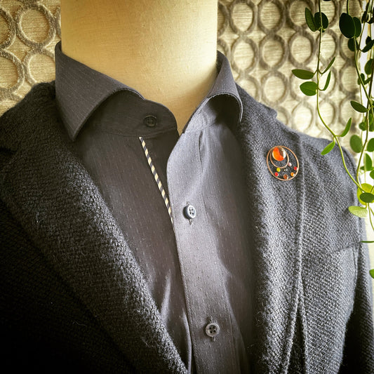 Pin Brooch Orange Owl Rhinestone TAMARUSAN