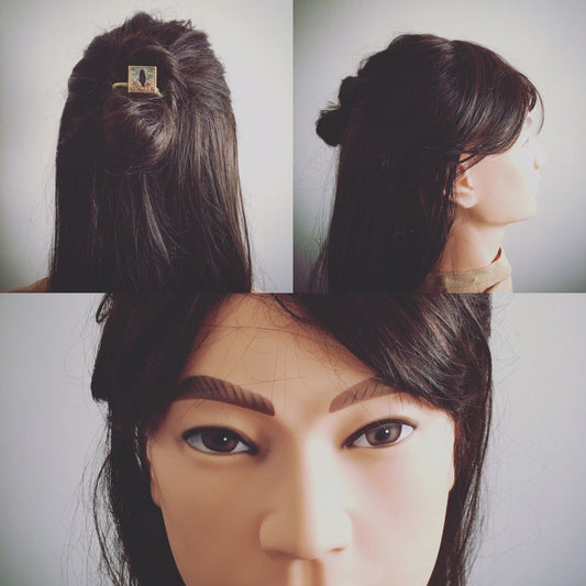 Hair Elastic Owl Gold Square Blue TAMARUSAN