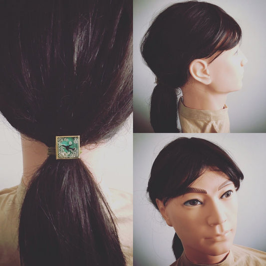 Hair Elastic Plane Green Gold Square TAMARUSAN