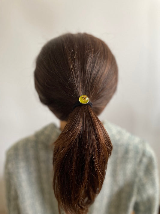 Silver 925 Hair Elastic Dinosaur Yellow Green TAMARUSAN