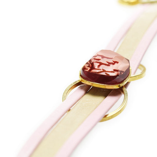 Bracelet Leather Pink Coral TAMARUSAN