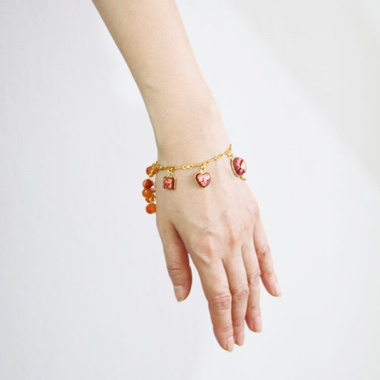 Bracelet Carnelian Red Coral Gold TAMARUSAN