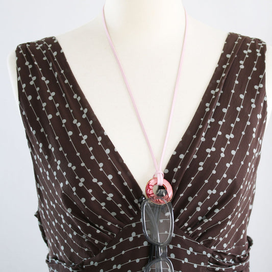 Eyeglass Holder Leather Pink Coral TAMARUSAN