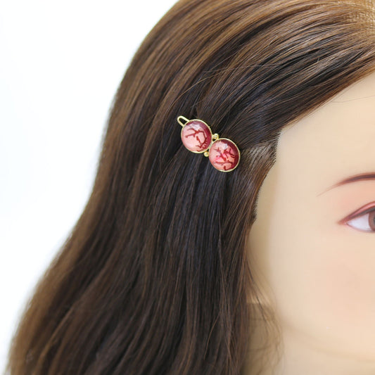 Hair Clip Pink 24k Gold Coral Handmade TAMARUSAN