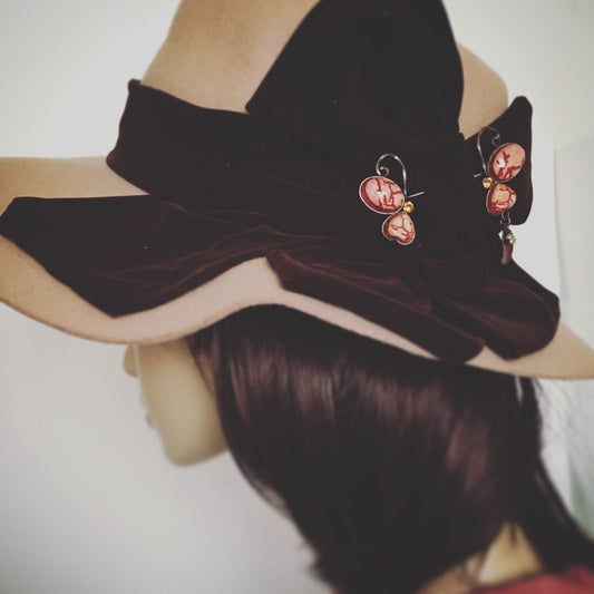 Hatpin Butterfly Cloisonne Coral Pink TAMARUSAN