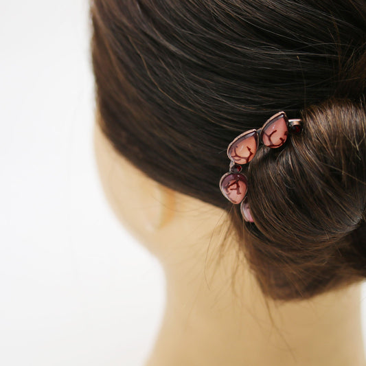 Double Prong Hair Stick Coral Pink TAMARUSAN