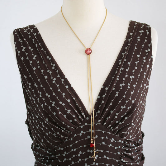 Cain Bolo Tie Necklace Pink Gold TAMARUSAN