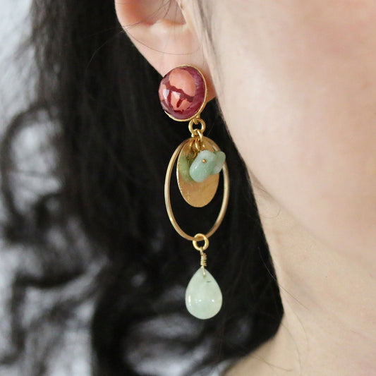 Pierced Earrings Hoop Pink Gold TAMARUSAN