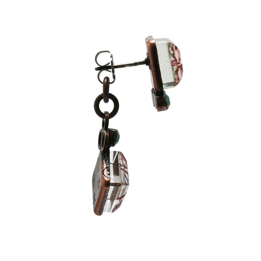 Stud Earrings Red Coral Pink TAMARUSAN