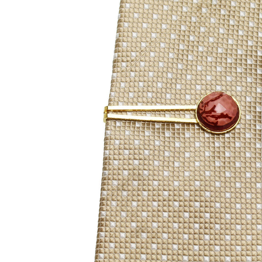Simple Tie Clip Blood Red Coral 24k TAMARUSAN