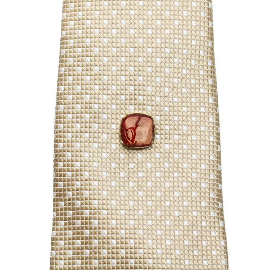 Tie Tack Coral Pink Red 24k Gold TAMARUSAN