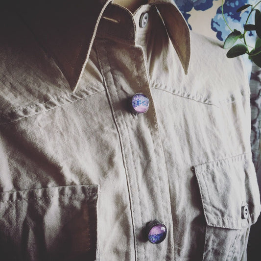 Button Covers Cuffs Shirt Purple TAMARUSAN