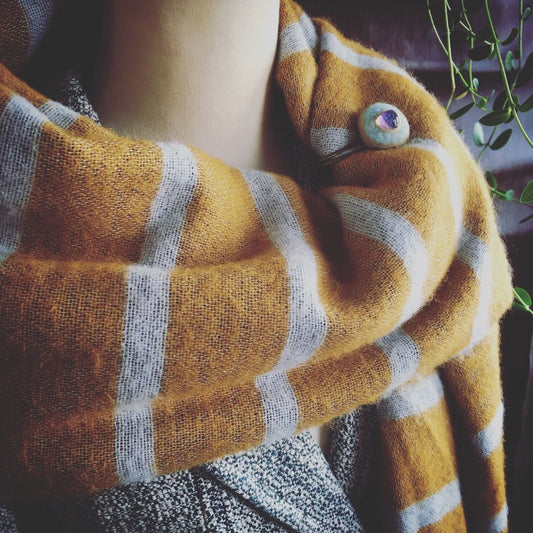 Scarf Clasp Clip Tie Clip Wool Felting Unisex Blue TAMARUSAN