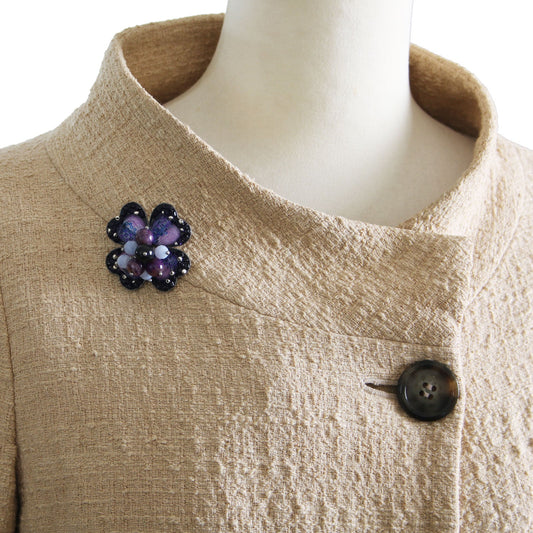 Brooch Purple Four-Leaf Clover TAMARUSAN