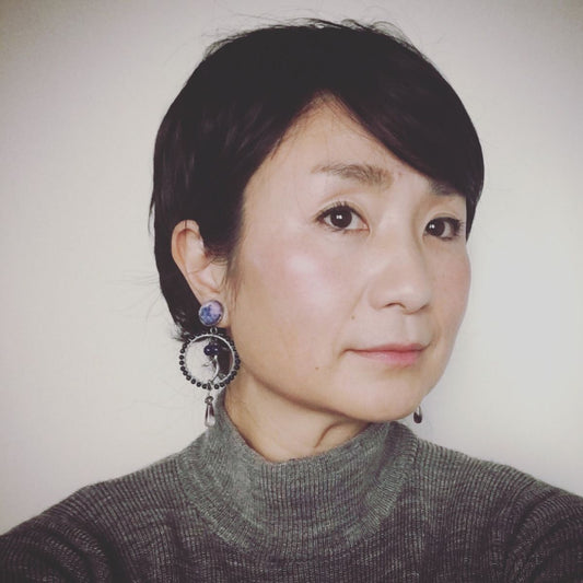 Hoop Earrings Purple Lapis Lazuli TAMARUSAN