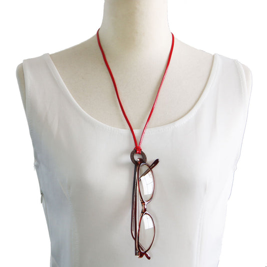 Eyeglass Holder Heart Orange Red Leather TAMARUSAN