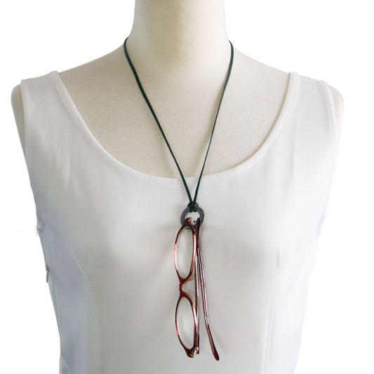 Eyeglass Holder Purple Heart Green Leather TAMARUSAN