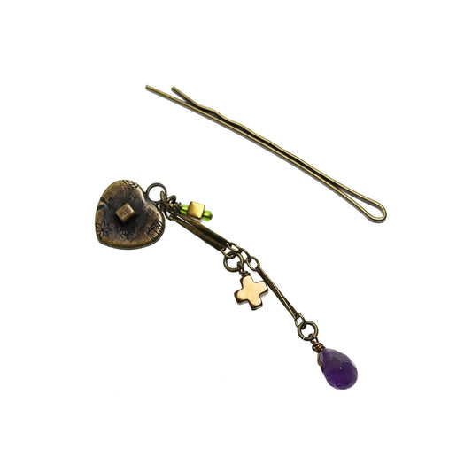 Hairpin Heart Green Hematite TAMARUSAN