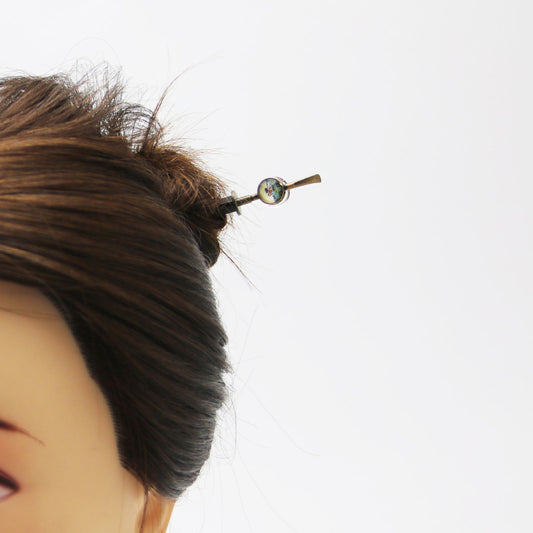 Interchangeable Wooden Hair Stick Light Blue Japanese Style TAMARUSAN