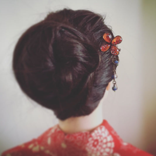 Hairpin One Stick Flower Orange TAMARUSAN
