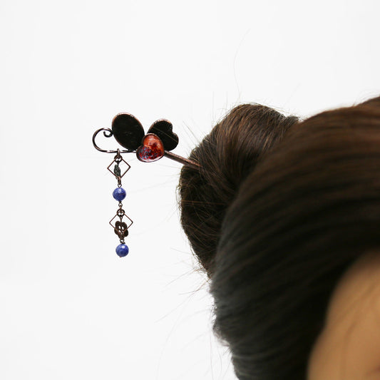 One Stick Hairpin Butterfly Orange Sodalite TAMARUSAN