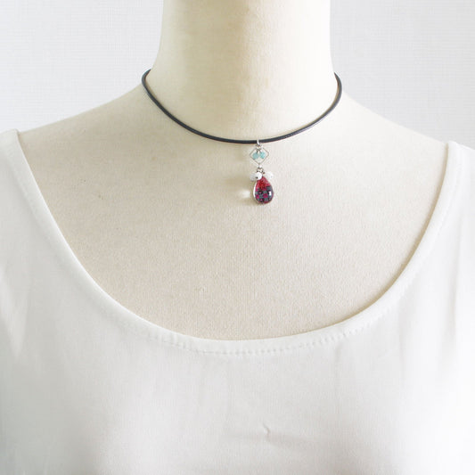 Leather Choker Pink Blue Onyx TAMARUSAN