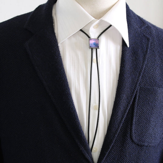 Leather Straps Bolo Ties Purple Square TAMARUSAN