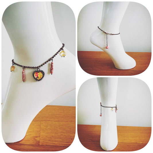 Anklet Heart Freshwater Pearl Citrine Pink TAMARUSAN