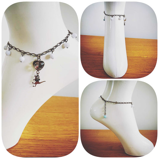 Anklet Blue Lace Amazonite Heart TAMARUSAN