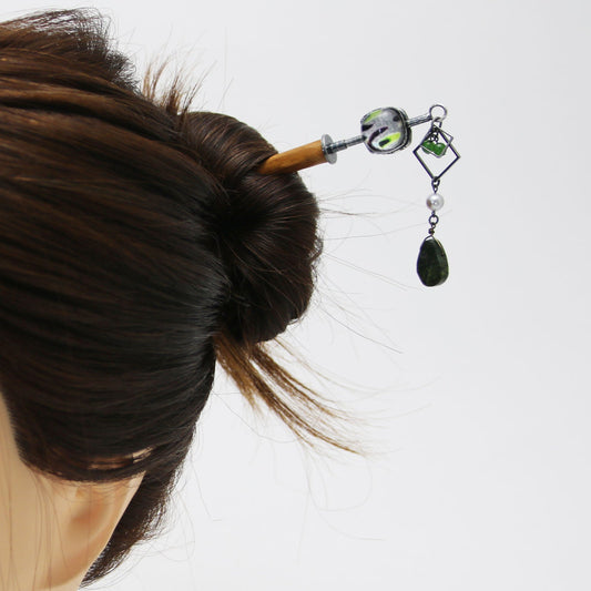 Changeable Ornament Hairpin Gray Wood TAMARUSAN