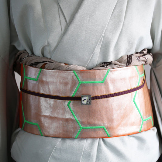 Black Obi-dome Crane and Floral Design TAMARUSAN