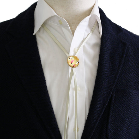 Leather Strap Bolo Tie Beige Aragonite TAMARUSAN