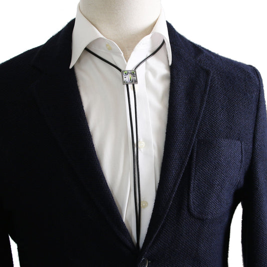 Leather Strap Bolo Tie Gray Casual Men TAMARUSAN