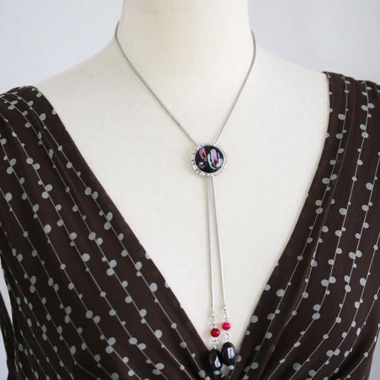 Necklace Bolo Tie Agate Black TAMARUSAN