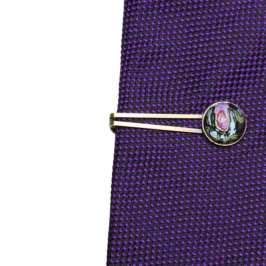 Simple Tie Clip Black Resin Round TAMARUSAN