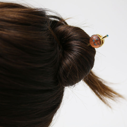 Hairpin Stick Gold Orange Button TAMARUSAN