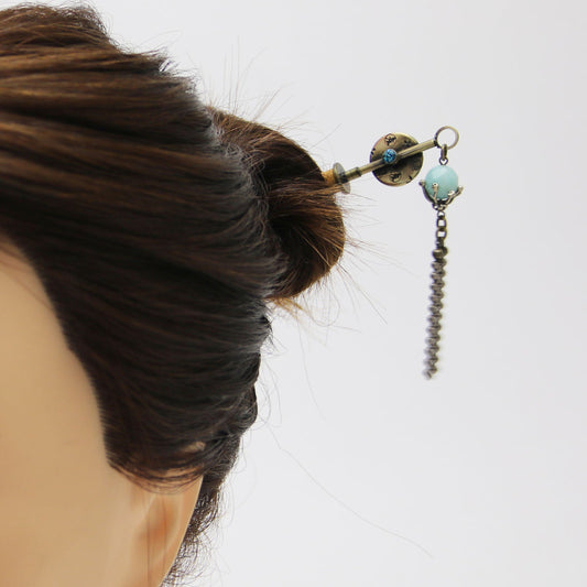 Changeable Ornament Hairpin Orange Amazonite TAMARUSAN