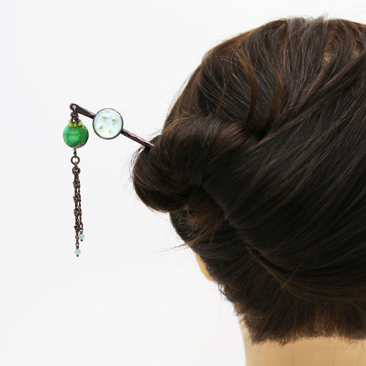 One Stick Hairpin Blue Button TAMARUSAN