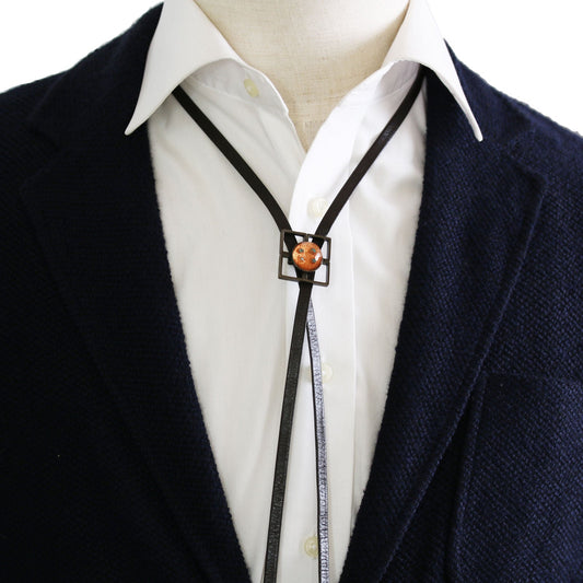 Leather Straps Bolo Tie Men's Orange TAMARUSAN